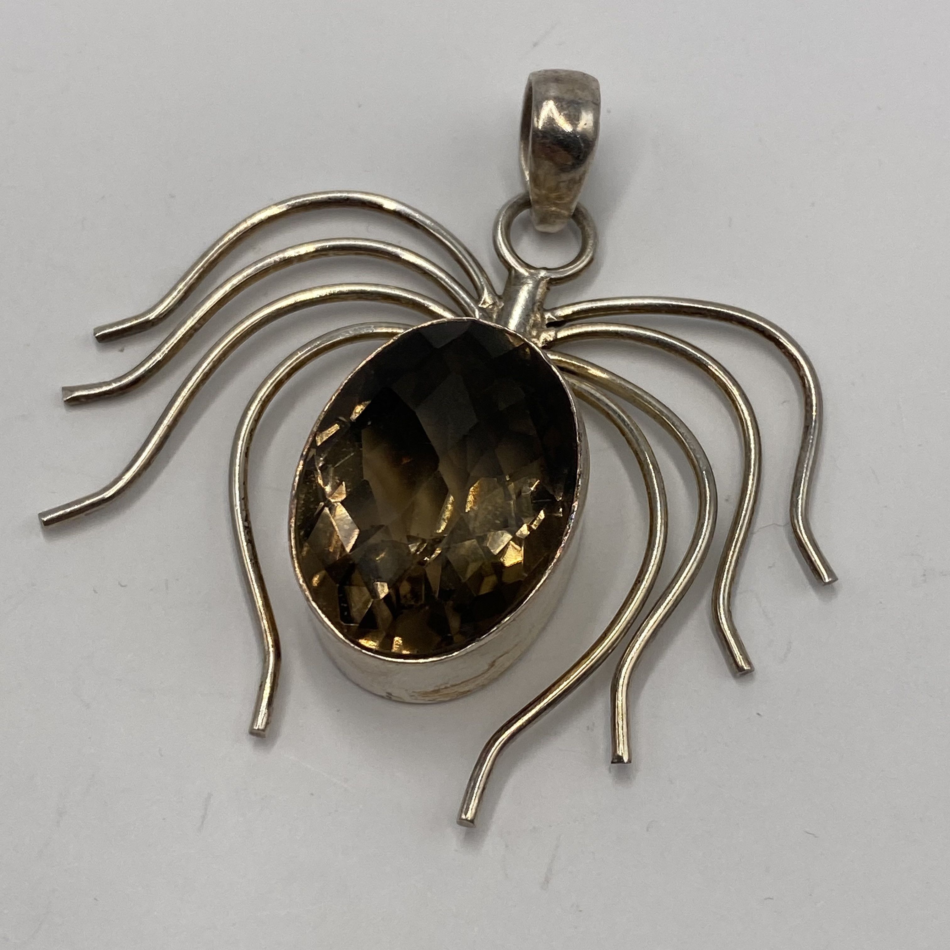 Sterling Silver Vintage Sterling Silver 925 Spider Pendant Smoky Quartz 20.5 Size ONE SIZE - 3 Thumbnail