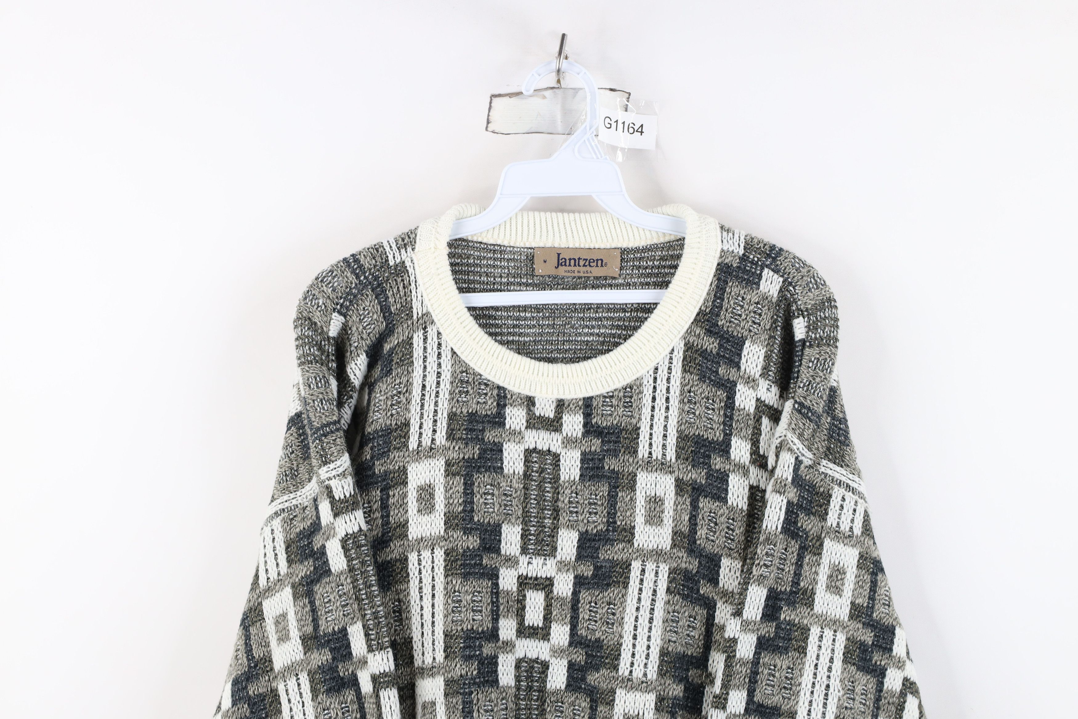 Vintage Vintage 90s Streetwear Geometric Knit Crewneck Sweater USA Size US M / EU 48-50 / 2 - 2 Thumbnail