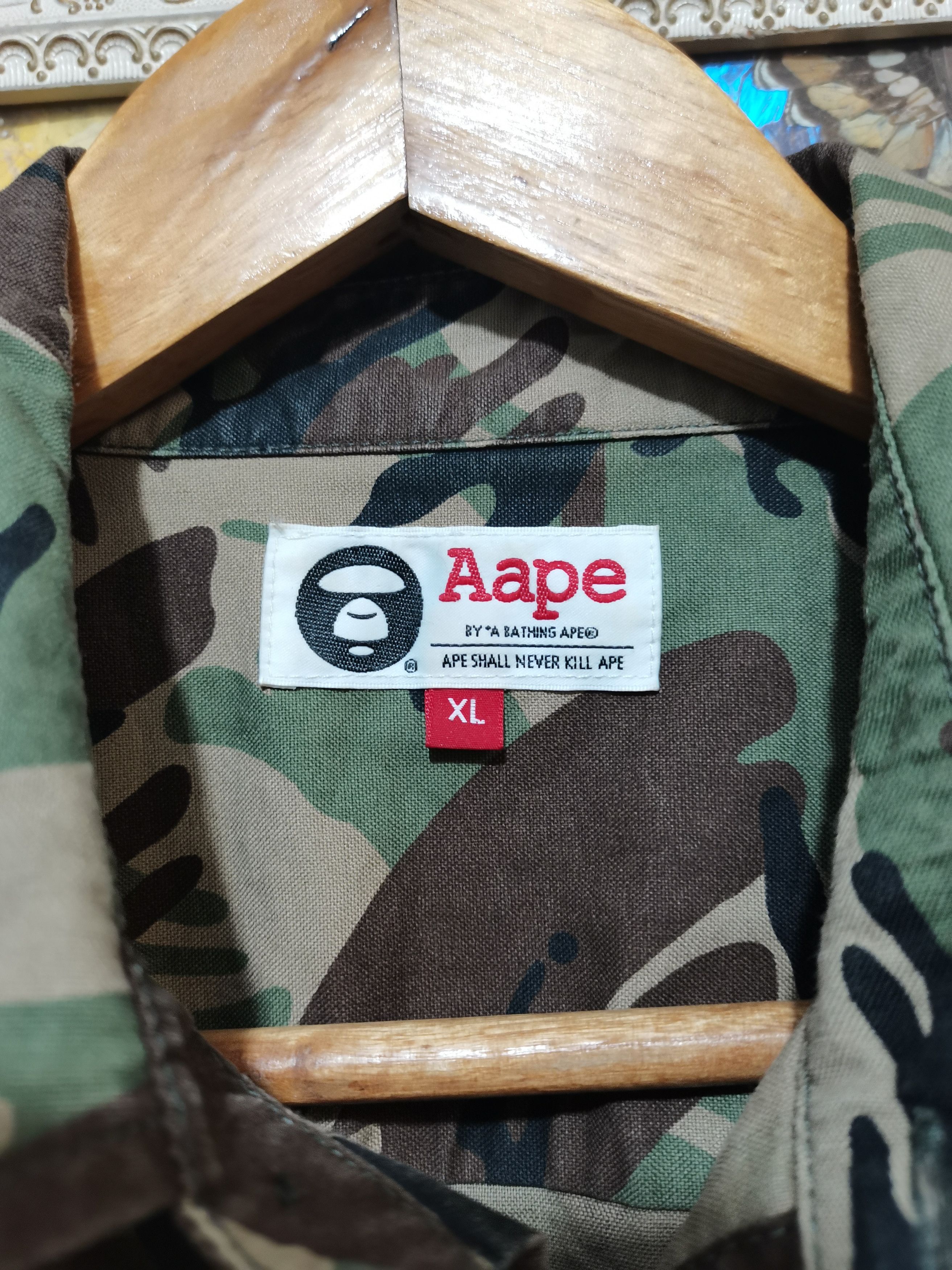 Aape AAPE by A Bathing Foot Soldier Patch Camo Shirt Size US XL / EU 56 / 4 - 14 Thumbnail