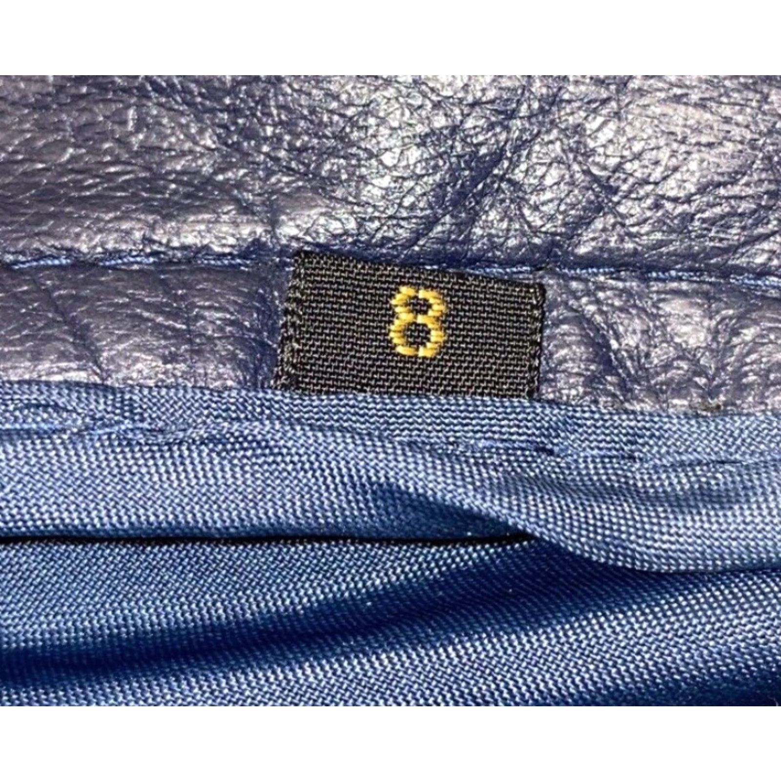 Vintage Women’s Leather Jacket Size 8 Blue Full Zip Casual Outerwear Size M / US 6-8 / IT 42-44 - 7 Thumbnail