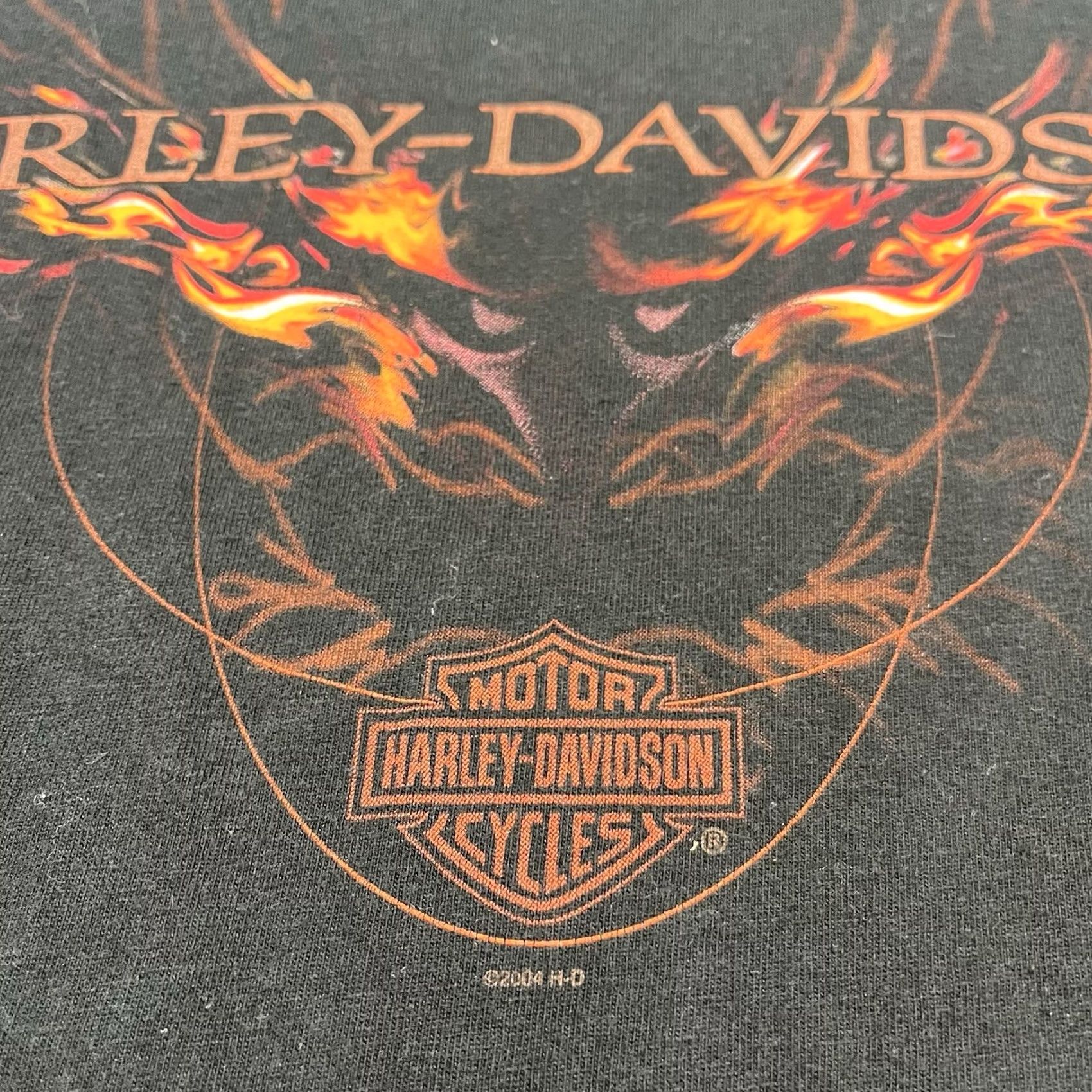 Harley Davidson VINTAGE Harley Davidson Shirt XL Black y2k Flames Biker Los Angeles Eagle 2004 Mens Size US XL / EU 56 / 4 - 2 Thumbnail
