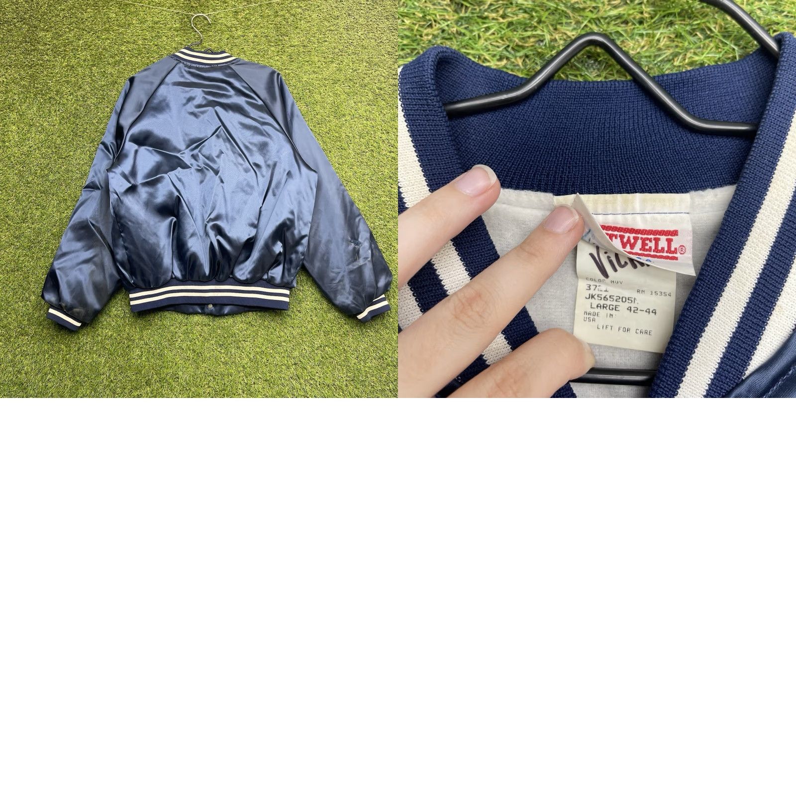 Vintage Vintage Wear Guard Jacket Mens Large Blue Satin 90s Varsity Full Zip USA Made Time period: Winter Fall Spring? Size US L / EU 52-54 / 3 - 8 Thumbnail