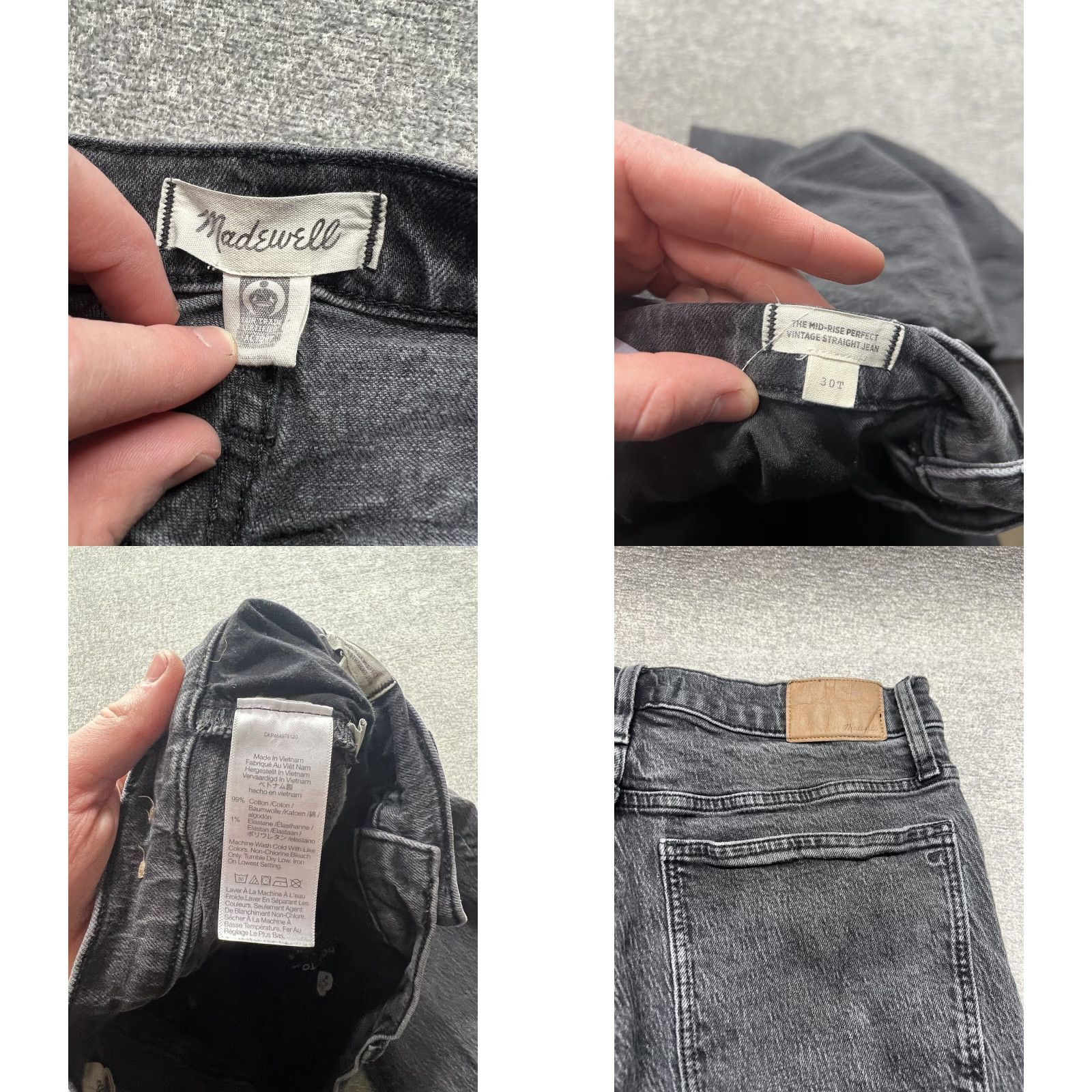Madewell Madewell Jeans Black Women’s 30T Mid Rise Distressed Vintage Straight Inseam 30 in 32 waist Size 30" / US 8 / IT 44 - 8 Thumbnail