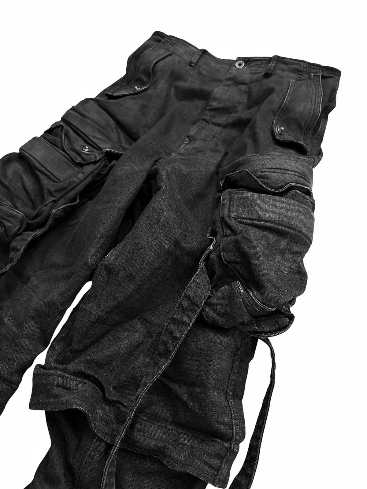 Julius Layered Black Wax Denim Gas Mask Cargo Size US 32 / EU 48 - 3 Thumbnail