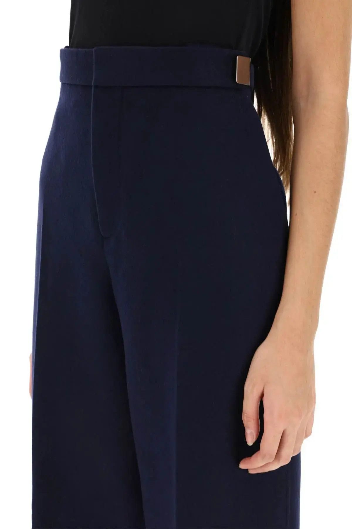 Bottega Veneta o1w1db10824 Wide Leg Wool Flannel Trousers in Blue Size 25" / US 0 / IT 36 - 5 Thumbnail