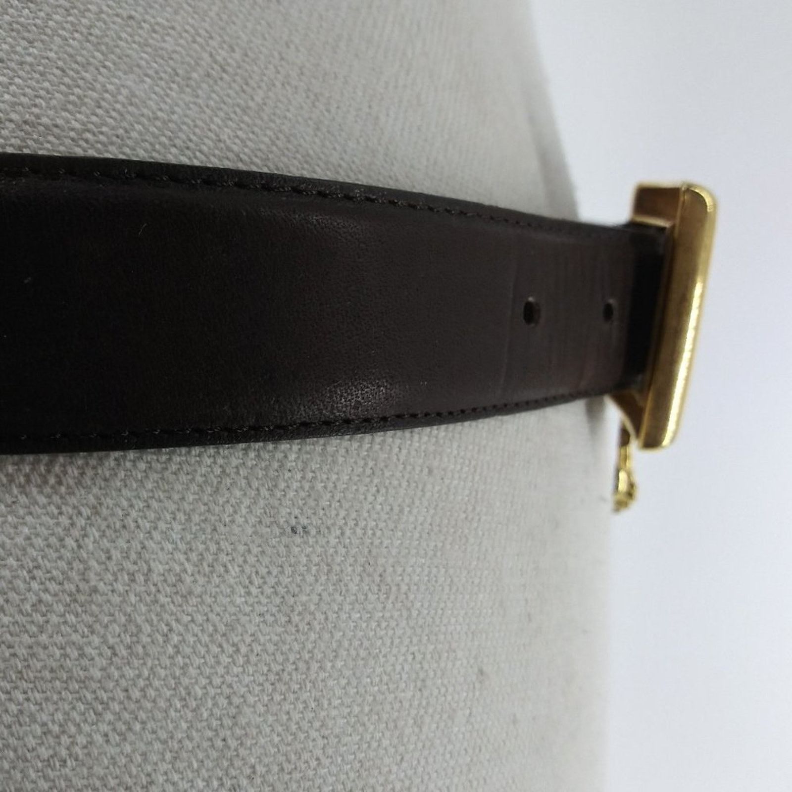 Vintage Women's Brown leather Belt Gold Buckle Anchor Nautical M L Size ONE SIZE - 11 Thumbnail