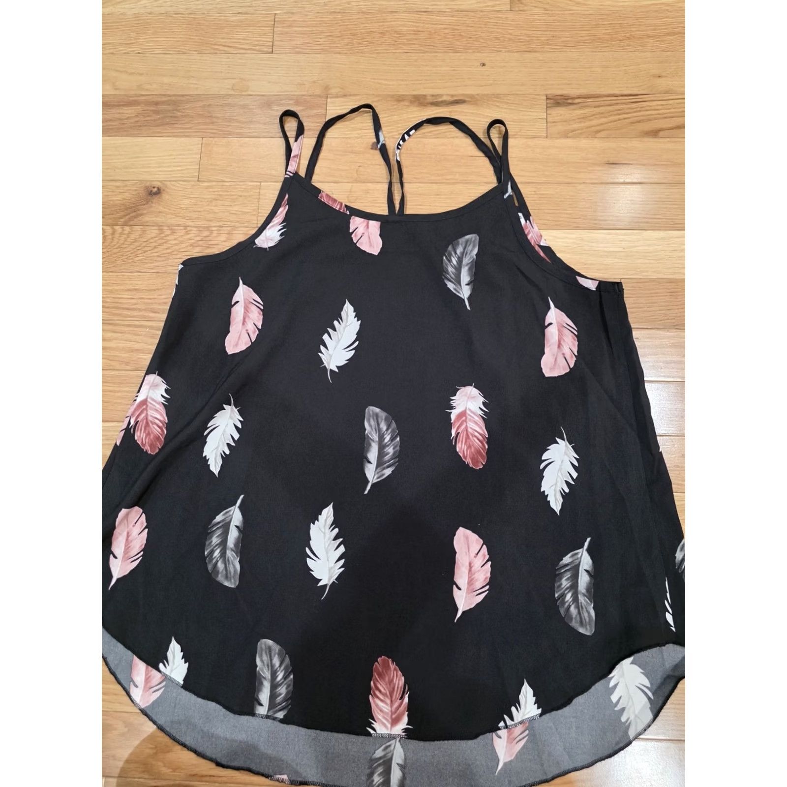 Shein SHEIN LUNE Feather Print Cami Top Large Women Tank Black L Mens? Size L / US 10 / IT 46 - 5 Thumbnail