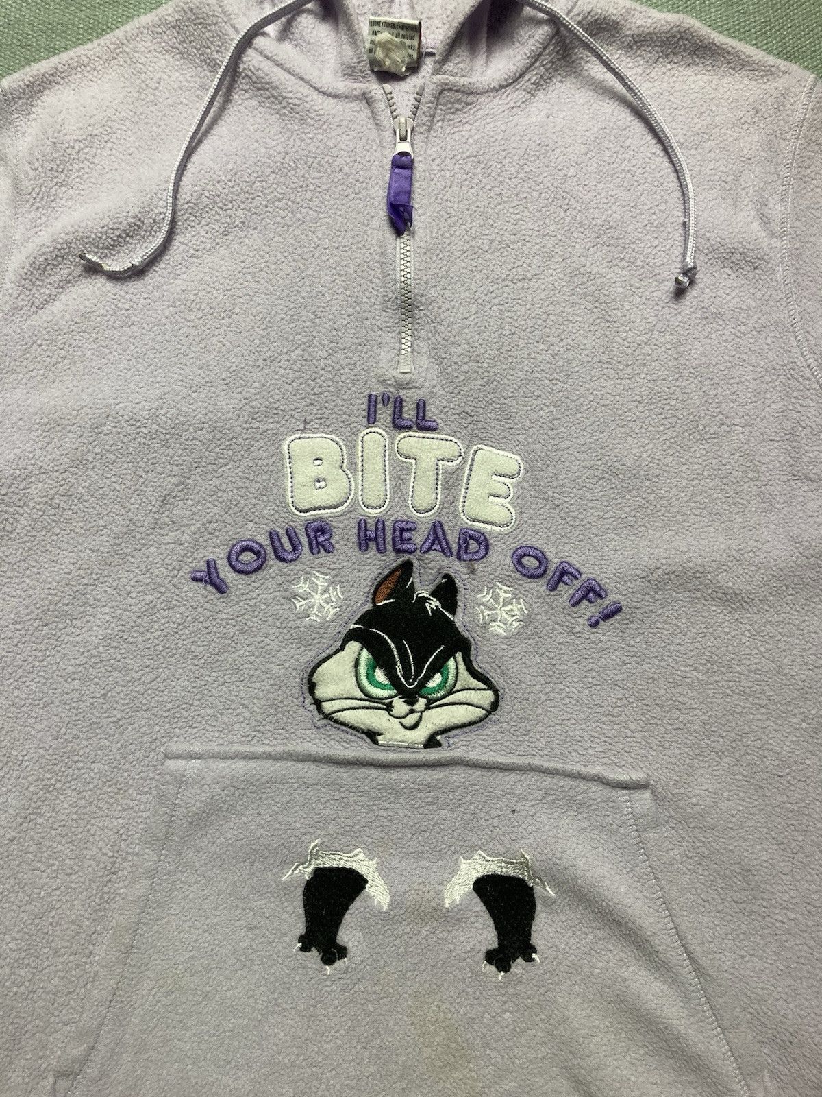 Vintage fleece hoodie Penelope pussycat looney tune bite head off XL Size XL / US 12-14 / IT 48-50 - 2 Thumbnail