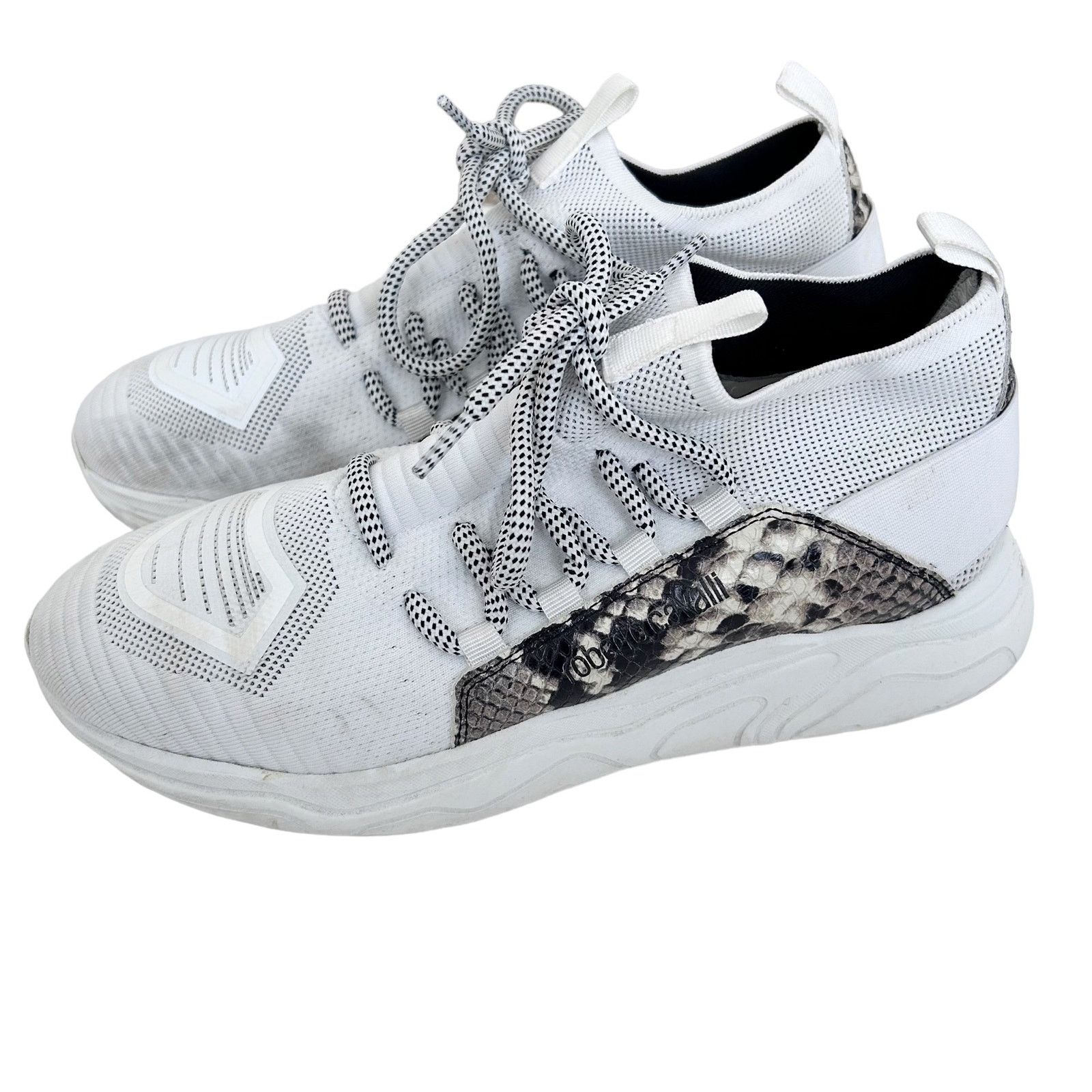 Roberto Cavalli Roberto Cavalli White Snakeskin Chunky Sock Sneakers Sz 11 Size US 11 / IT 41 - 4 Thumbnail