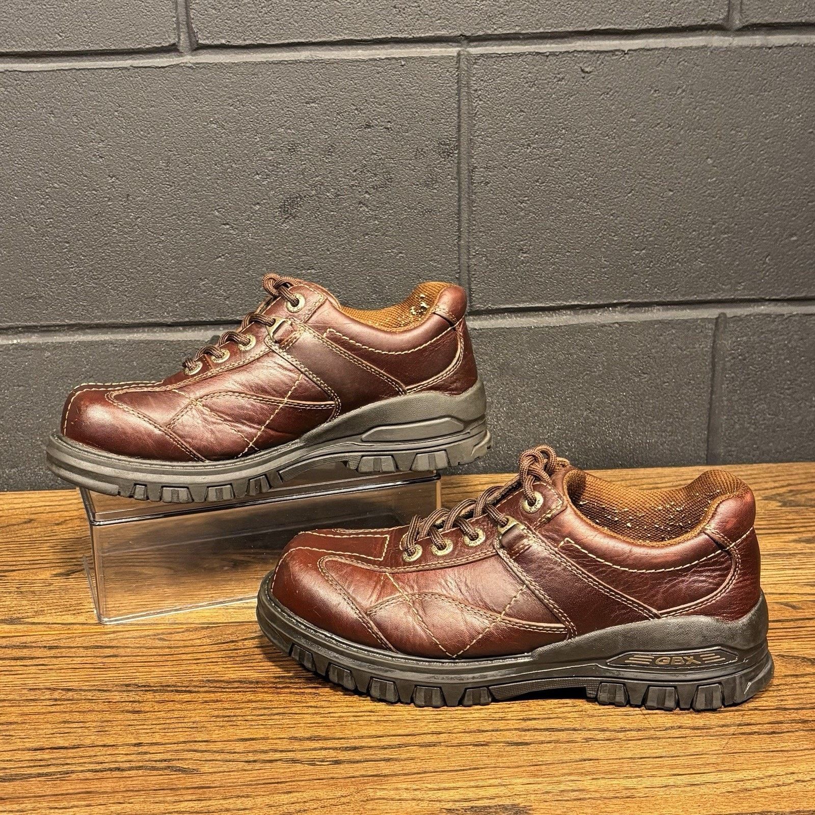 Y2K Vintage Gbx Chunky Brown Leather Utility Oxford Shoes, Men's (Size 9)