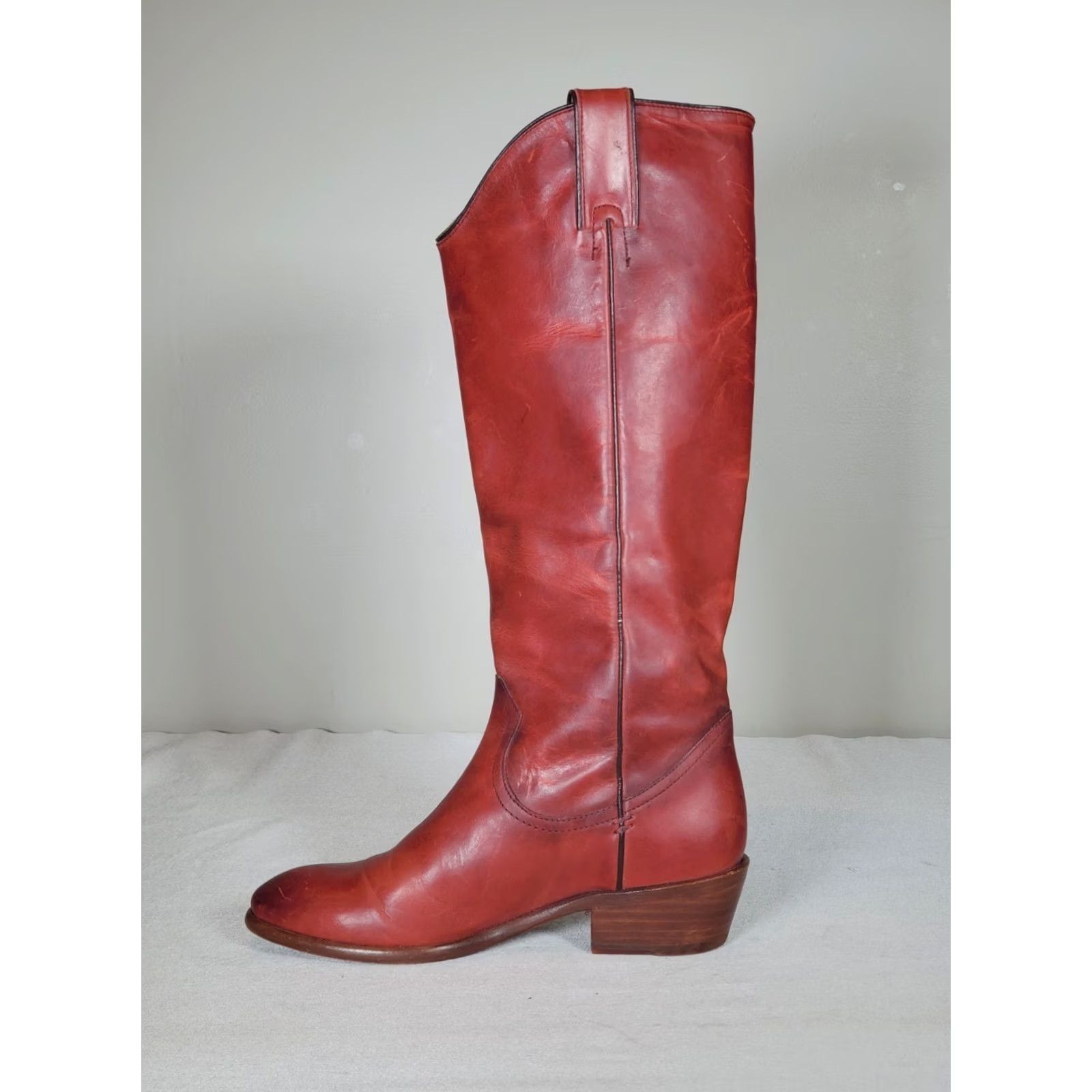 Frye FRYE Carson Pull On Tall Riding Boots Crimson Red 3470833-CMJ Women's US 7.5 M Boots Riding Leather Shaft 15" Black? Size US 8 / IT 38 - 3 Thumbnail
