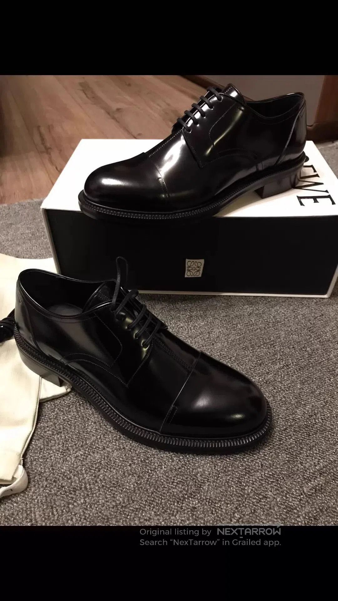 Black Leather Lace-Up Formal Shoes.
