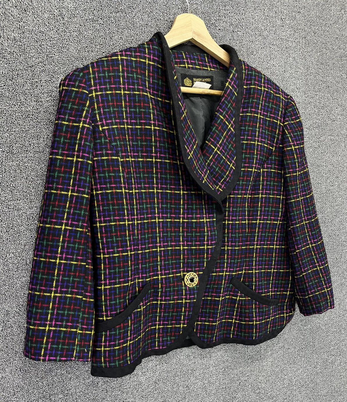 Hardy Amies Hardy Amies Shadow Plaid Checkered Cardigan Jacket Size M / US 6-8 / IT 42-44 - 2 Thumbnail