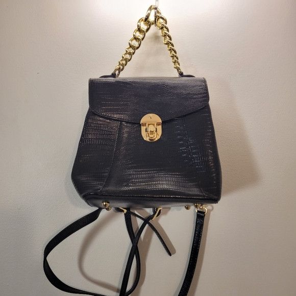 Other Divina Firenze Black Leather Backpack Crossbody Bag Size ONE SIZE - 1 Thumbnail
