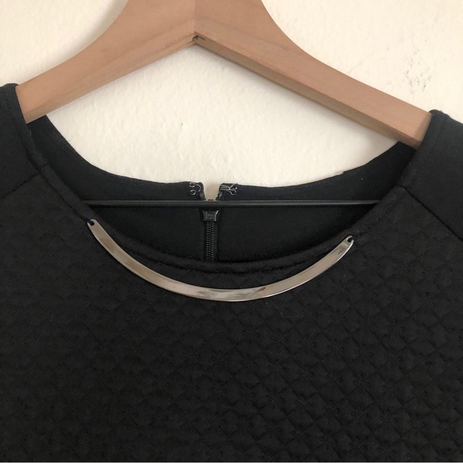 Other Rafaella Black Quilted Silver Metal Round Neck Blouse Top Size XL / US 12-14 / IT 48-50 - 2 Thumbnail