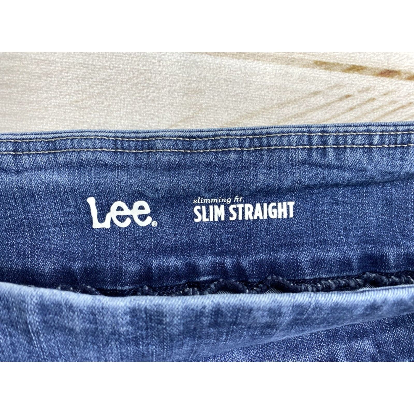 Lee Lee Jeans Womens Slim Straight Pull On Size 12 Blue Denim Stretch City Womens Size 34" / US 12 / IT 48 - 7 Thumbnail
