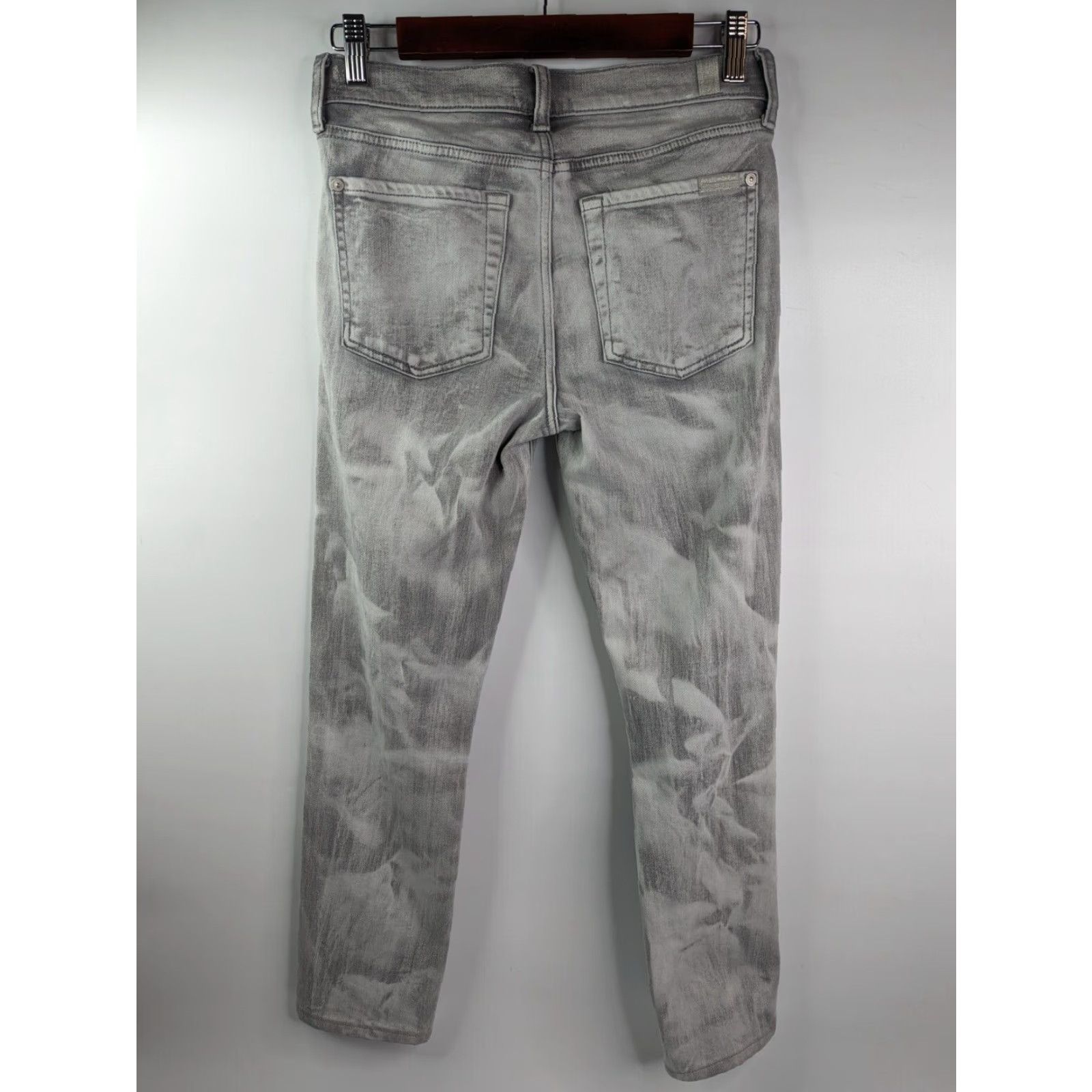 7 For All Mankind 7 For All Mankind The Ankle Skinny Super Skinny Jeans Women Army 27 Gray White Silver Cotton Blend Stretch Slim Fit Zip Made in Mexico Size 27" / US 4 / IT 40 - 4 Thumbnail