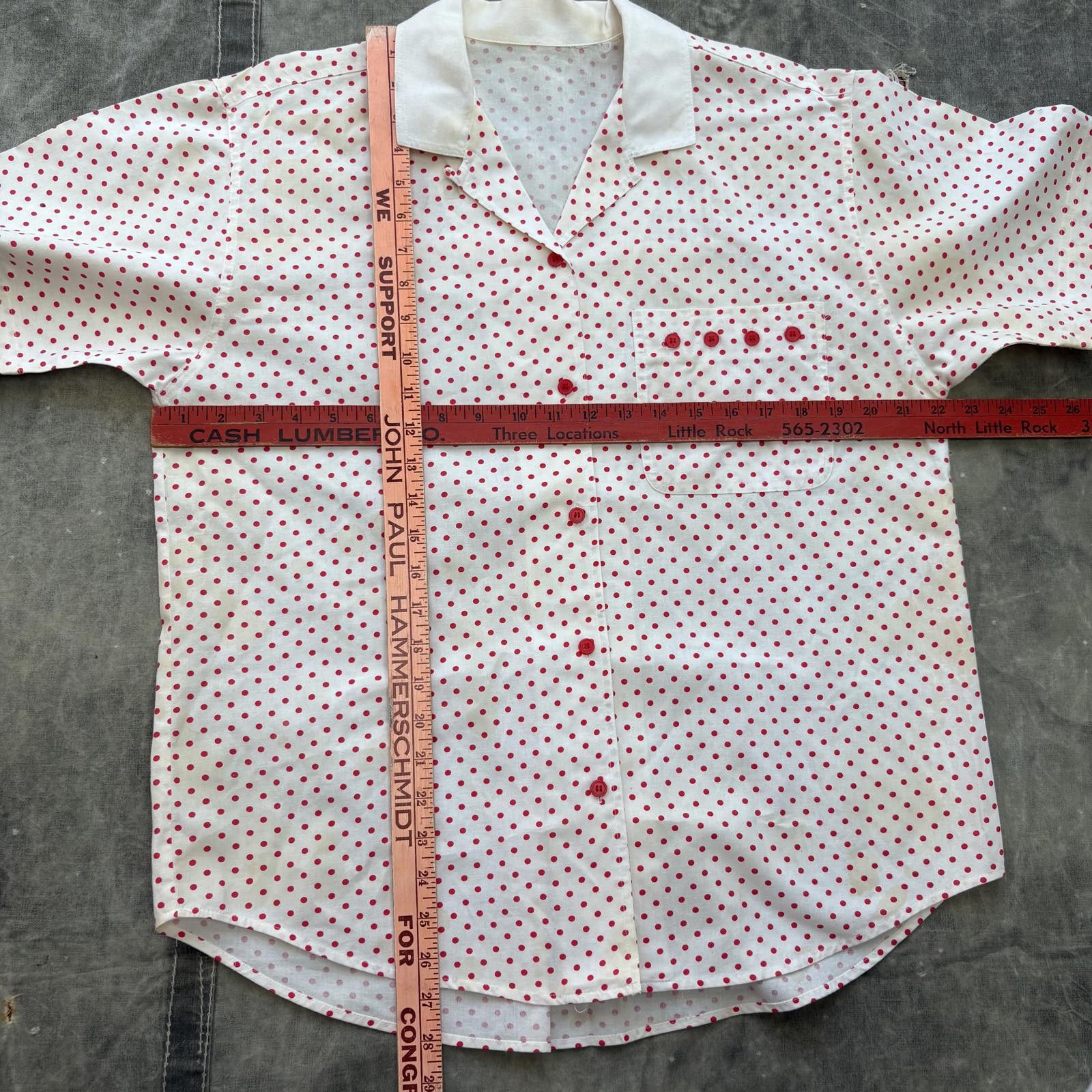 Vintage Vintage 60s Unique Polka Dot Loop Collar Button Up Shirt Size US L / EU 52-54 / 3 - 4 Thumbnail