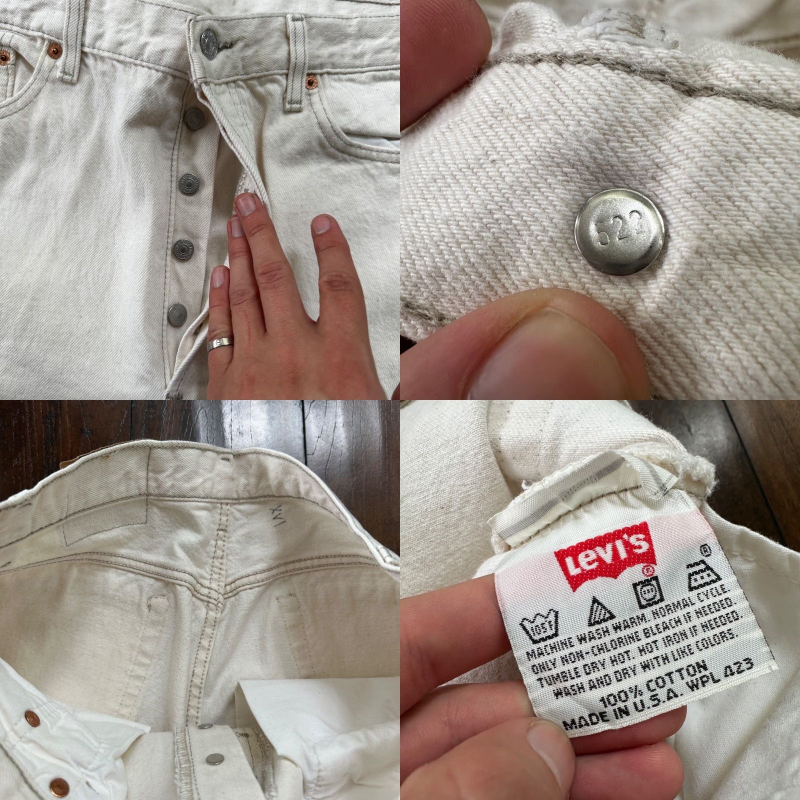 Levi's VINTAGE Levi's 501 Jeans Straight Men 36x32 White Denim Cotton Button Fly 90s USA Tag XX Act 32x31 Size US 36 / EU 52 - 8 Thumbnail
