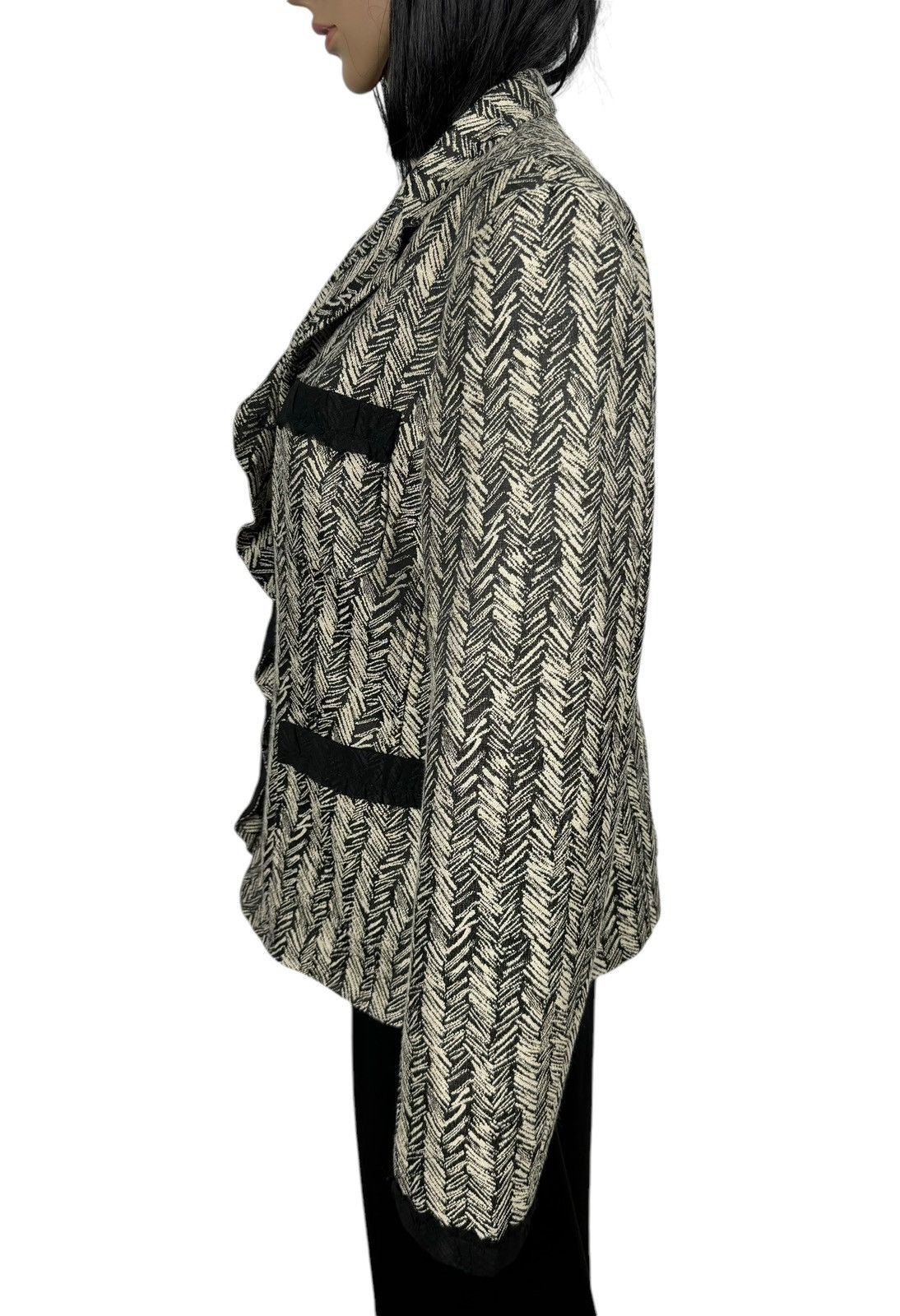 Weekend Max Mara Weekend Max Mara Herringbone Blazer Wool-Cotton Slik Trim Size XL / US 12-14 / IT 48-50 - 5 Thumbnail