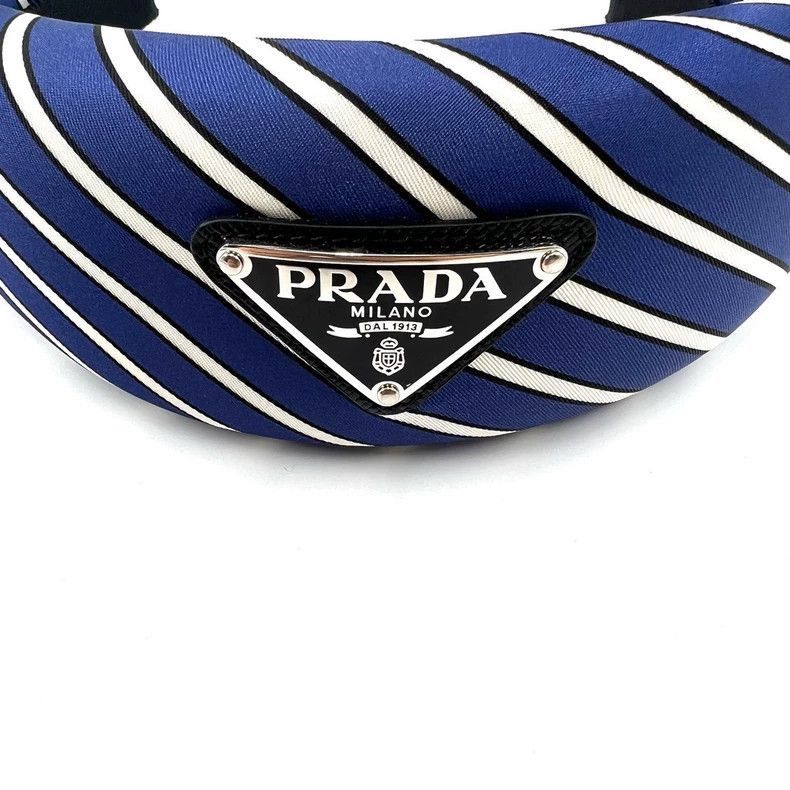 Prada Prada Blue and White Striped Headband -2505 Size ONE SIZE - 3 Thumbnail