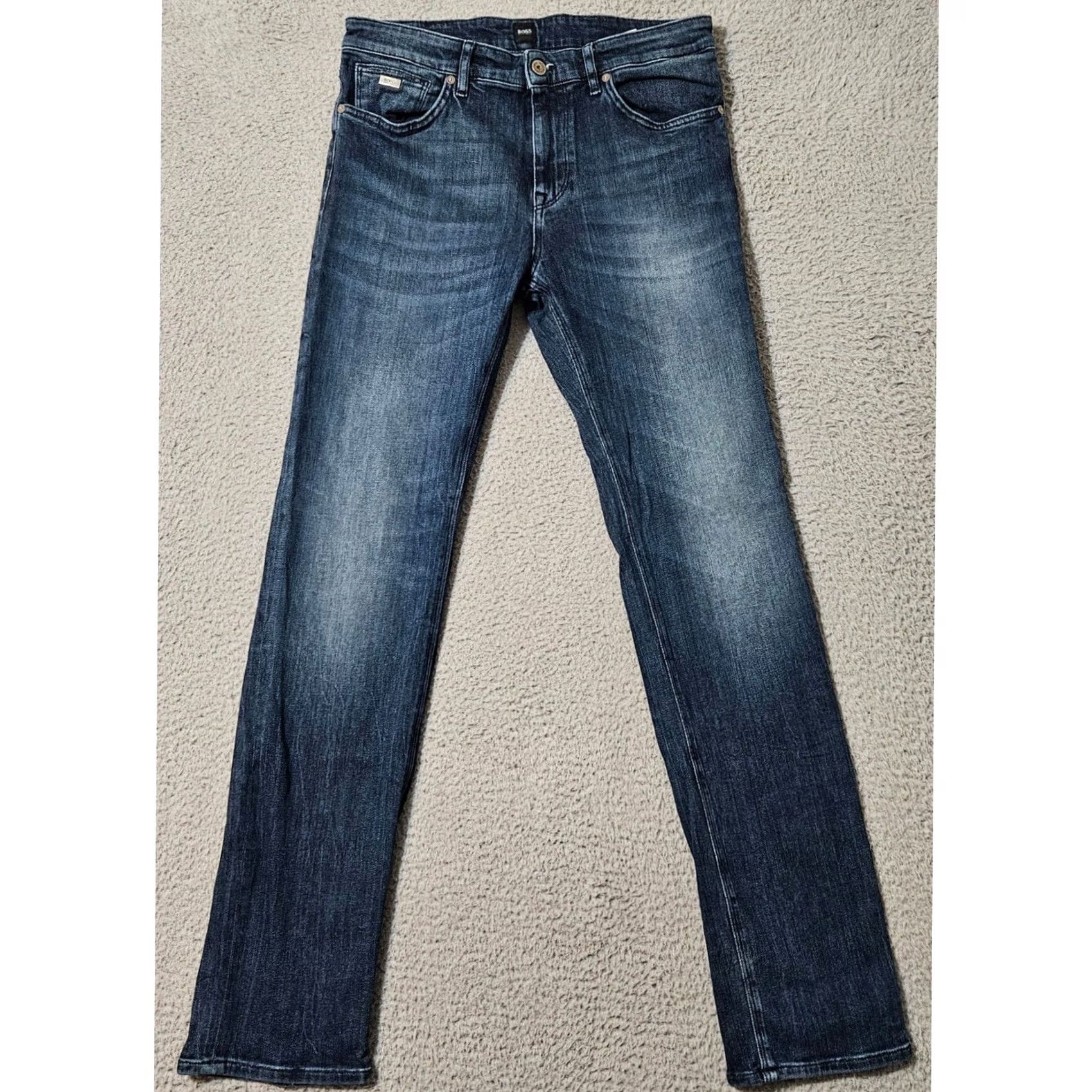 Hugo Boss Hugo Boss Mens Blue Jeans 30 x 32 Slim Tapered Medium Wash Stretch Maine Size US 30 / EU 46 - 2 Thumbnail