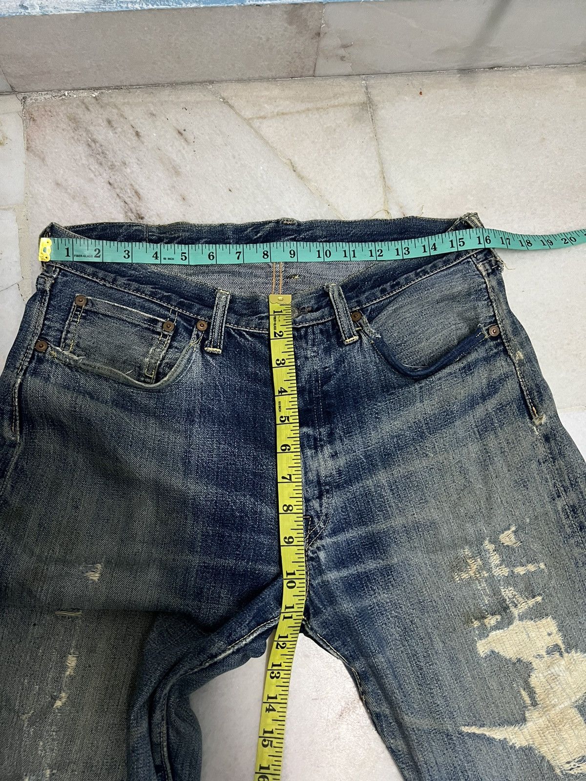 The Real McCoy's VINTAGE JOE MCCOY & CO LOT 906 DISTRESSED SELVEDGE JEANS Size US 32 / EU 48 - 17 Thumbnail