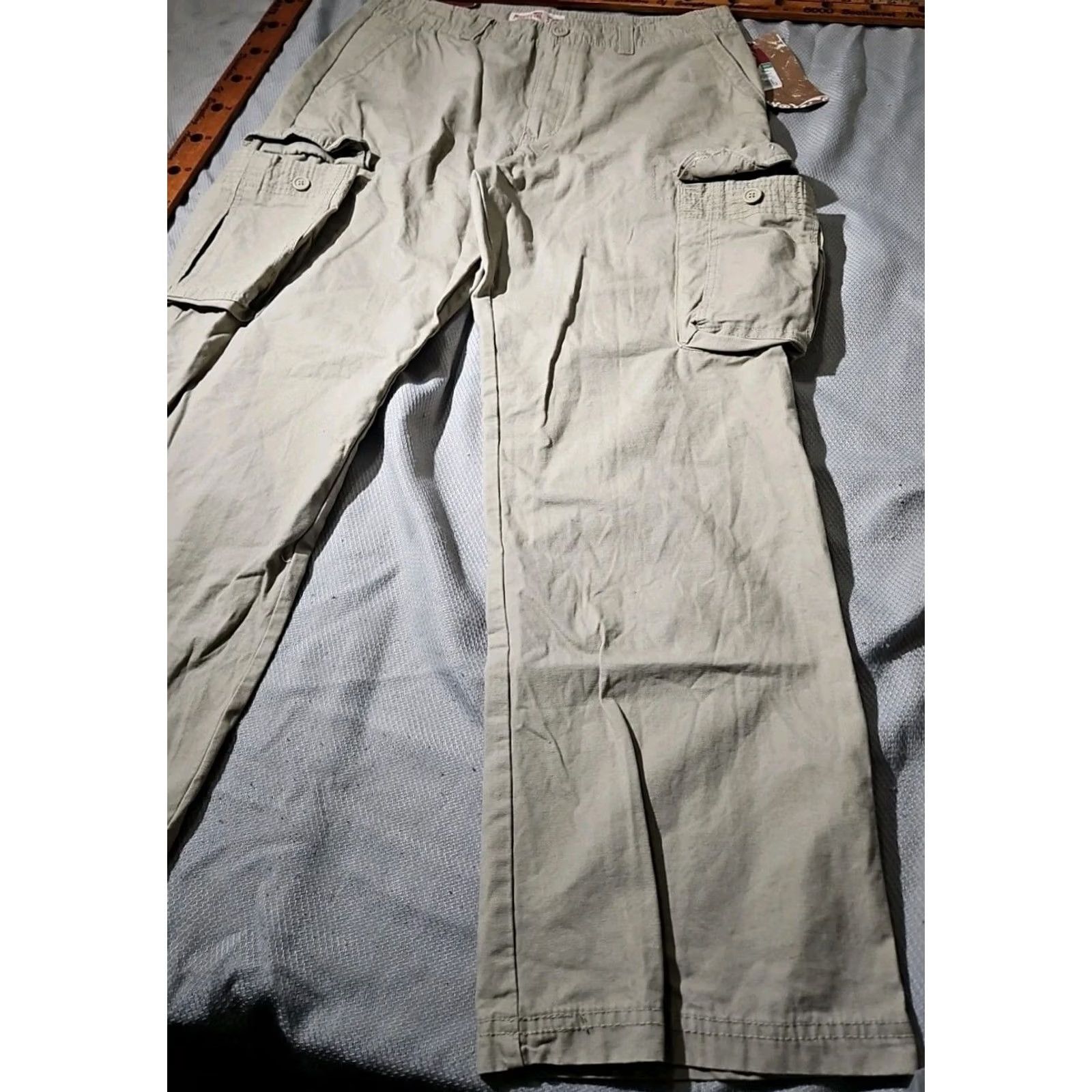 Mossimo NWT Mossimo Vintage Beige Cargo Pants - Mens 34x30 Y2k Style Flap Pockets - Low Rise Knit Size US 34 / EU 50 - 5 Thumbnail