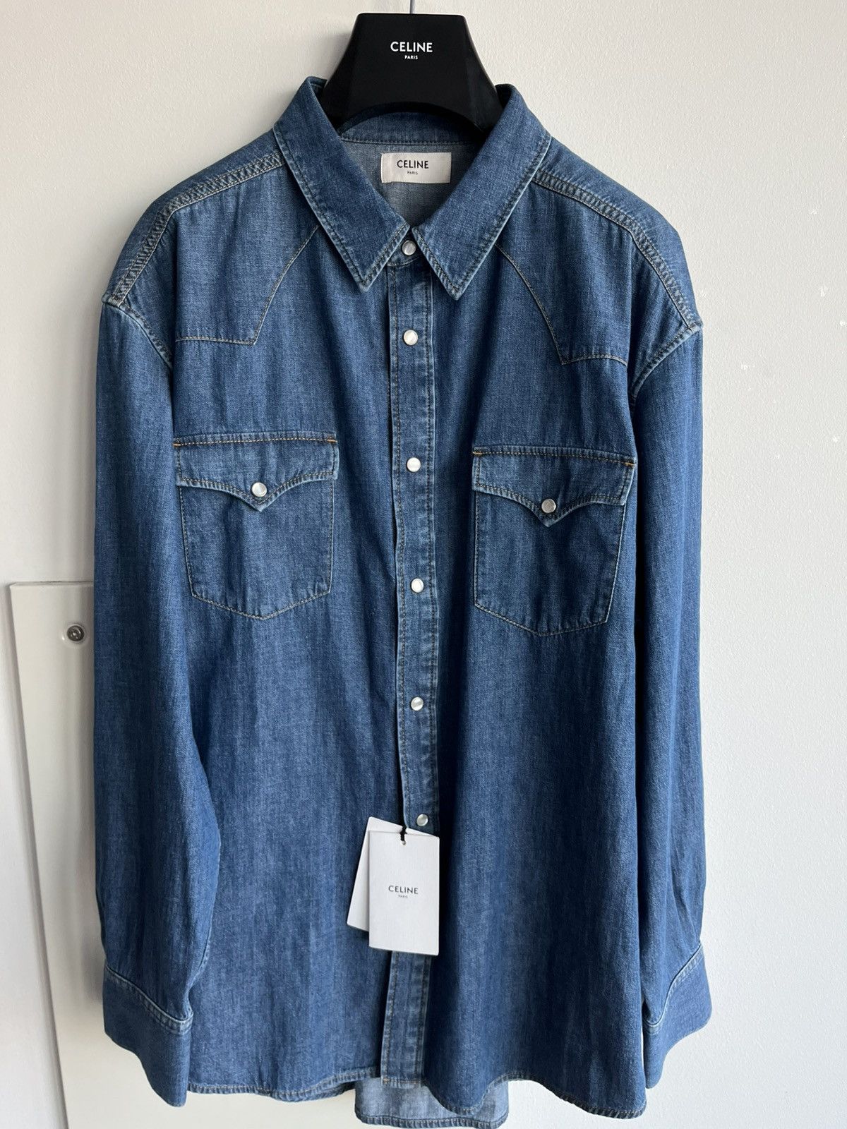 Celine × Hedi Slimane Brand New Rare Classic Hedi Slimane Celine Denim Shirt Size US XL / EU 56 / 4 - 4 Thumbnail