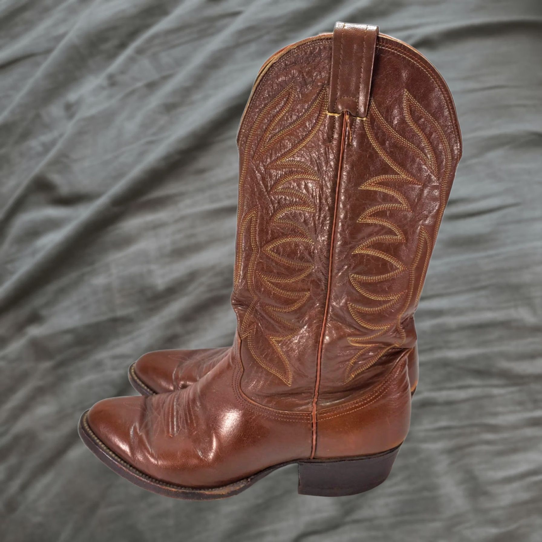 Nocona Brown Leather Western Cowboy Boots Men’s Size 9 D Made in USA Vintage Nocona Men main image 4