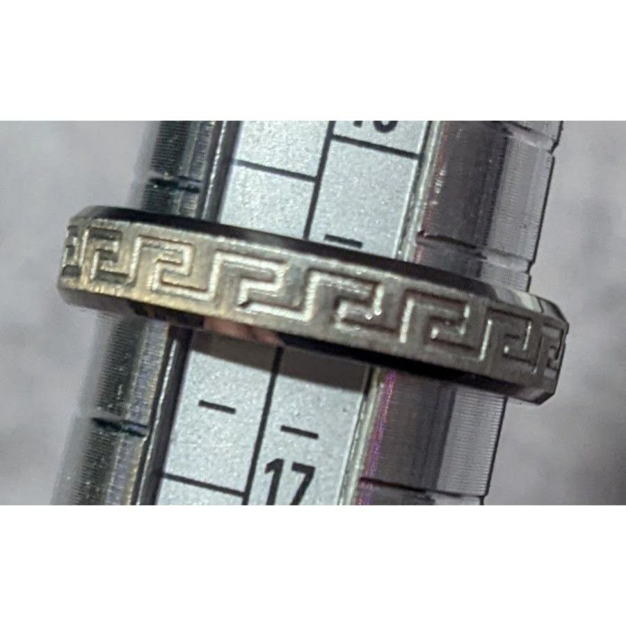 Other Steeltime Stainless Steel Silver Tone Greek Key Engraved Rin Size ONE SIZE - 11 Thumbnail