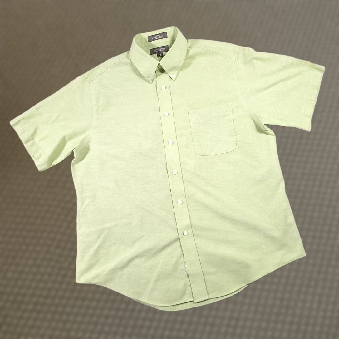 Croft & Barrow Croft & Barrow Oxford Button Down Shirt Mens 17 Short Sleeve Green Size US XL / EU 56 / 4 - 1 Thumbnail