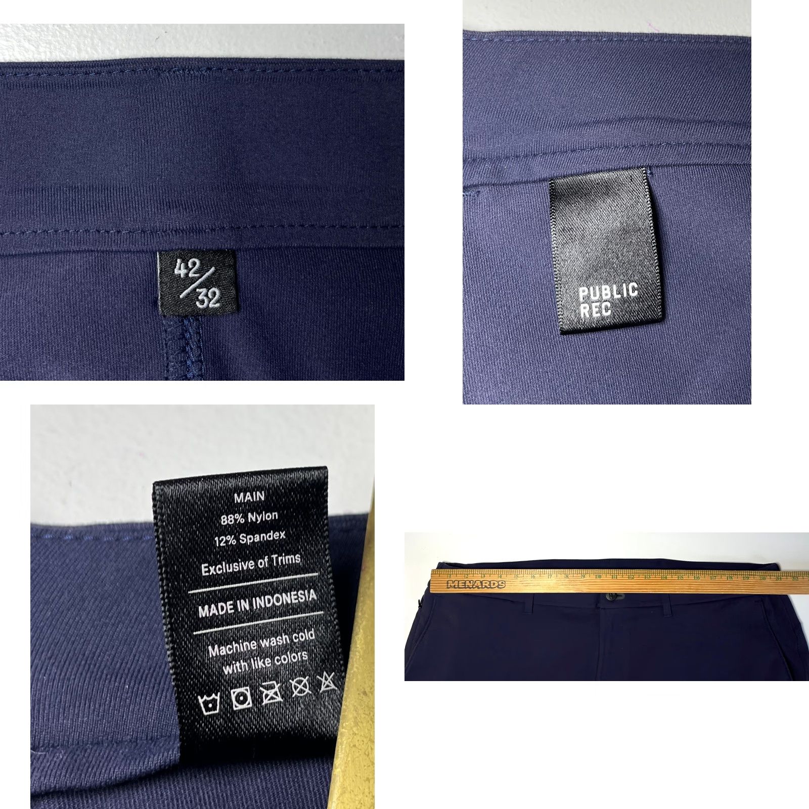 Vintage VINTAGE Public Rec Chino Pants Mens Navy 42x30 City Preppy Nylon Blend Stretch Pockets Straight Regular Size US 42 / EU 58 - 9 Thumbnail