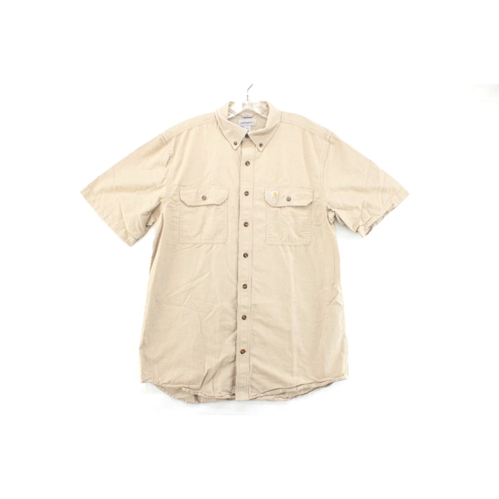 Carhartt Carhartt Shirt Mens Button-Up 100% Cotton Chambray Relaxed Fit Short Sleeve Tan Beige Large Tall 90s City Classic Dad Size US L / EU 52-54 / 3 - 2 Thumbnail