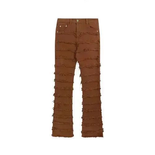 Japanese Brand Distressed Stacked Brown Jeans Size US 32 / EU 48 - 3 Thumbnail