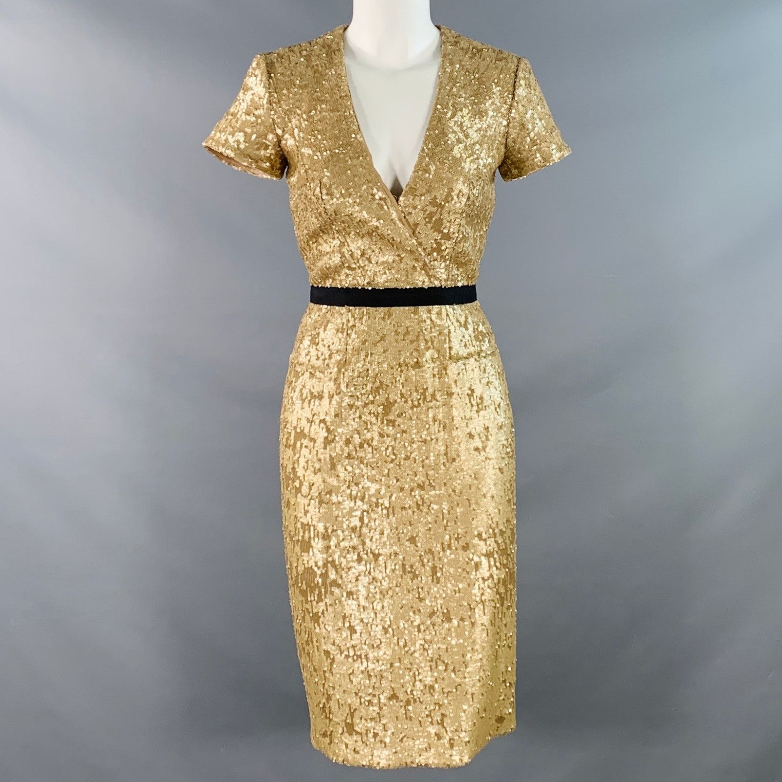 Burberry Size 2 Gold Black Viscose Blend Sequined Cocktail Dress Size XS / US 0-2 / IT 36-38 - 1 Thumbnail