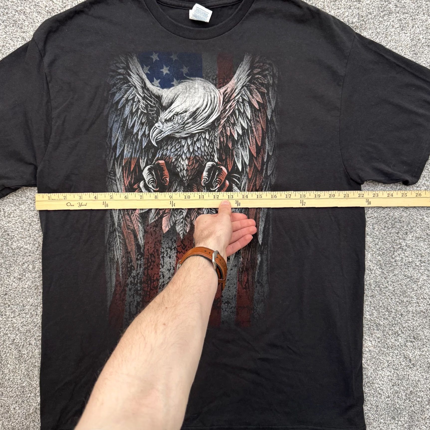 Vintage Delta Pro Weight Shirt Mens XL Bald Eagle American Flag Patriotic Graphic Tee US Size US XL / EU 56 / 4 - 3 Thumbnail