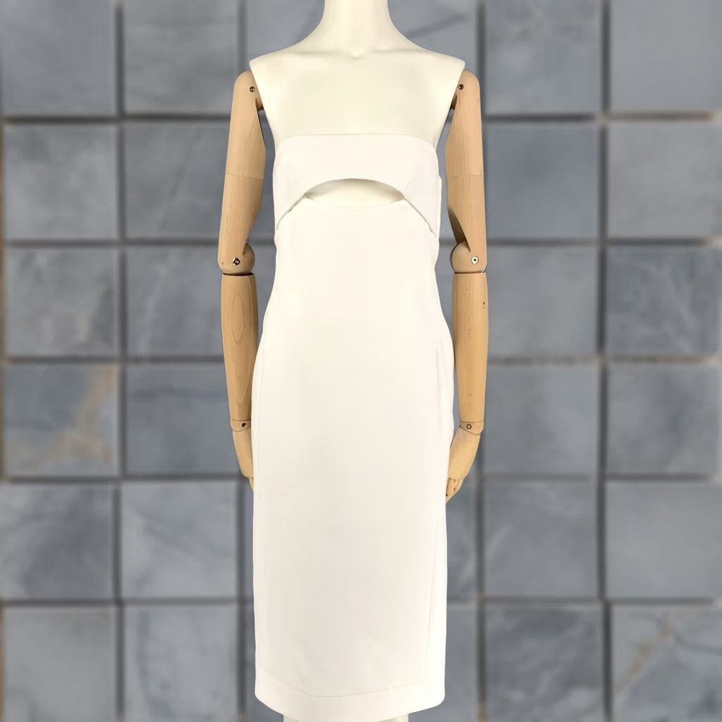 Yves Saint Laurent SAINT LAURENT Strapless Cut-Out Cocktail Dress White Viscose Size 2 Size XS / US 0-2 / IT 36-38 - 1 Thumbnail