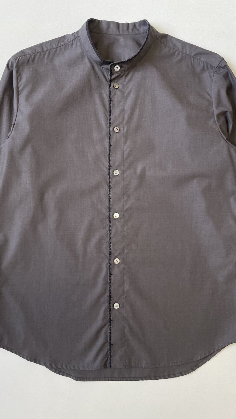 Issey Miyake ‘Contrast Stitch’ Grey Shimmer Cotton Shirt Size US L / EU 52-54 / 3 - 6 Thumbnail
