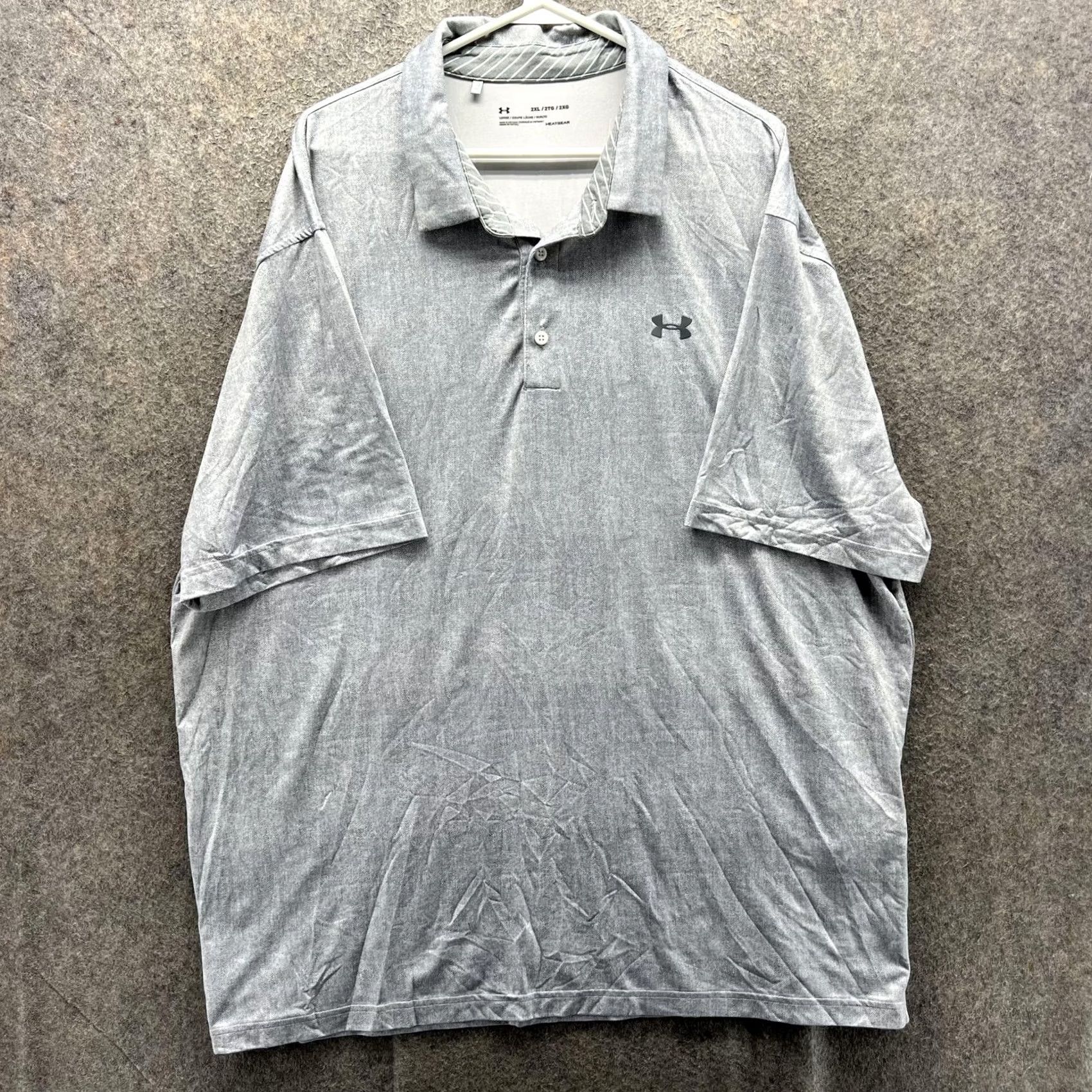 Under Armour Under Armour HeatGear Polo Shirt Mens 2XL Gray Solid Golf Performance Loose Fit Shirt Size US XXL / EU 58 / 5 - 2 Thumbnail