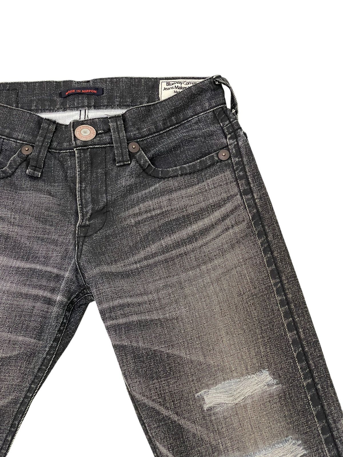 Japanese Brand Flare Jeans Blue Way Faded Thrash Distress Boot Cut 6🟦2 Size US 29 - 9 Thumbnail