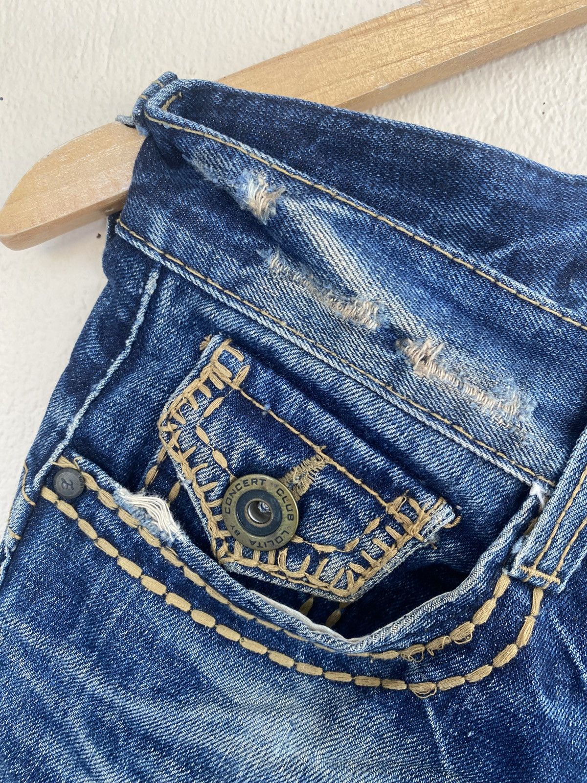 Japanese Brand LOLITA Contrast Stitch Distressed Denim Size 29" - 5 Thumbnail