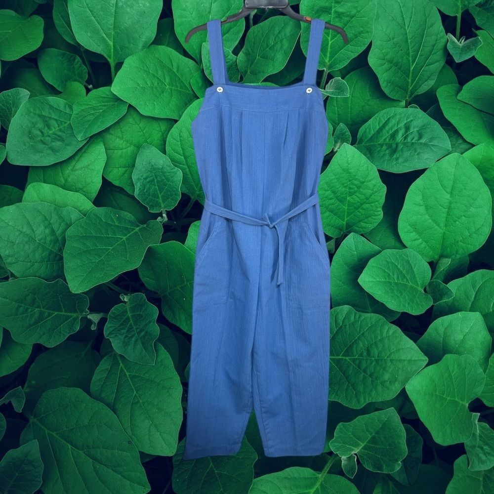 Vintage VTG Blue Linen Blend Jumpsuit Medium Size US 44 / EU 60 - 1 Thumbnail