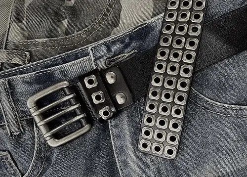 VIBE retro punk rock eyelet leather belt Size ONE SIZE - 8 Thumbnail