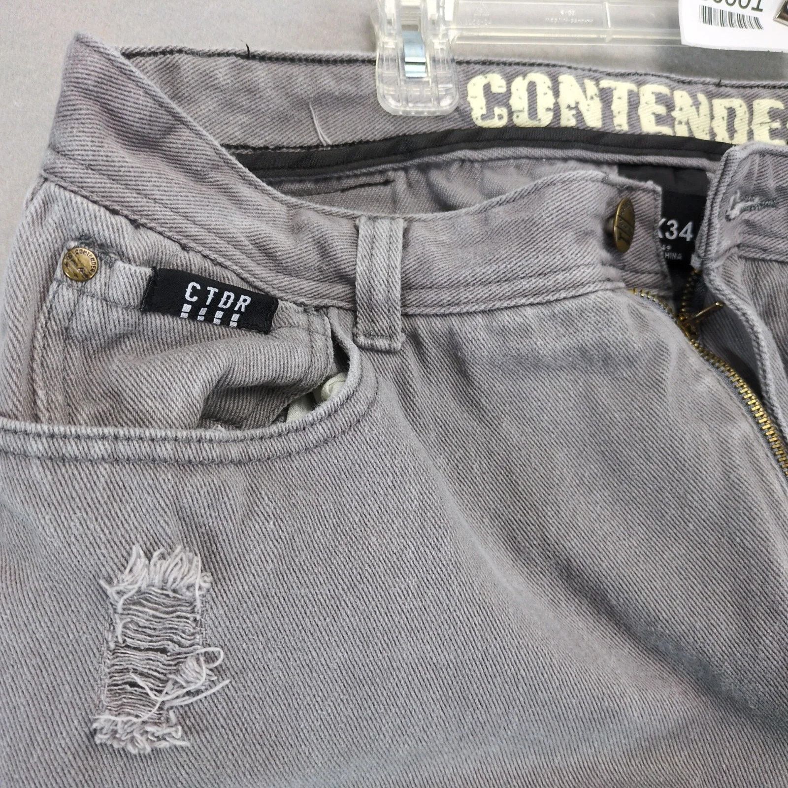 Other Contender Gray Wash Jeans Men's 36x32 Double Knee Distressed Size US 36 / EU 52 - 4 Thumbnail