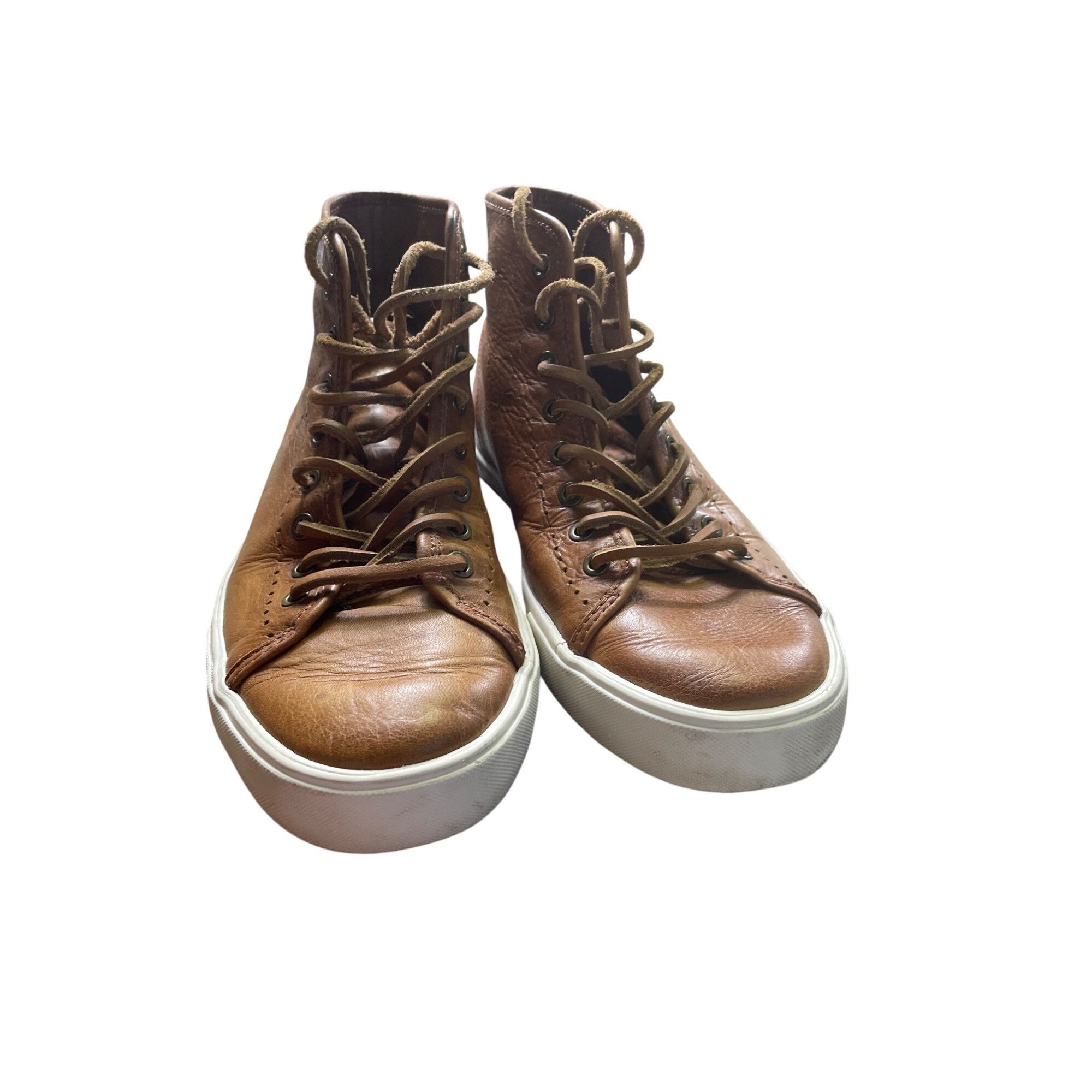 Frye Frye Mens Brown Leather High Top Sneakers Shoes Size 9.5 SKU Size US 9.5 / EU 42-43 - 6 Thumbnail