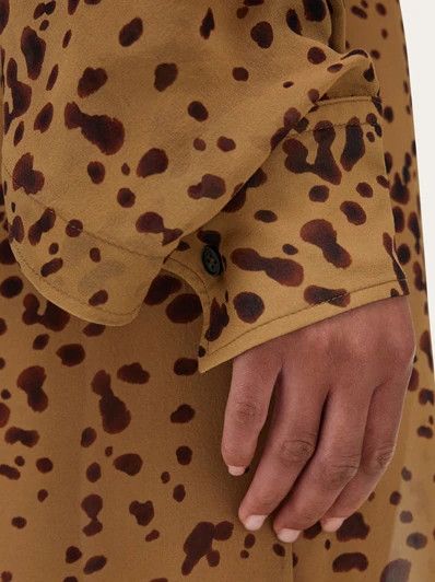 Salvatore Ferragamo o1s1rm0426 Orchid-print Cape Midi Dress in Brown Size M / US 6-8 / IT 42-44 - 7 Thumbnail