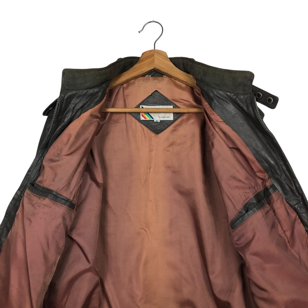 Japanese Brand 🔥VINTAGE BIKER LEATHER JACKET EUROPE CRAFT ISSEY MIYAKE Size US M / EU 48-50 / 2 - 16 Thumbnail