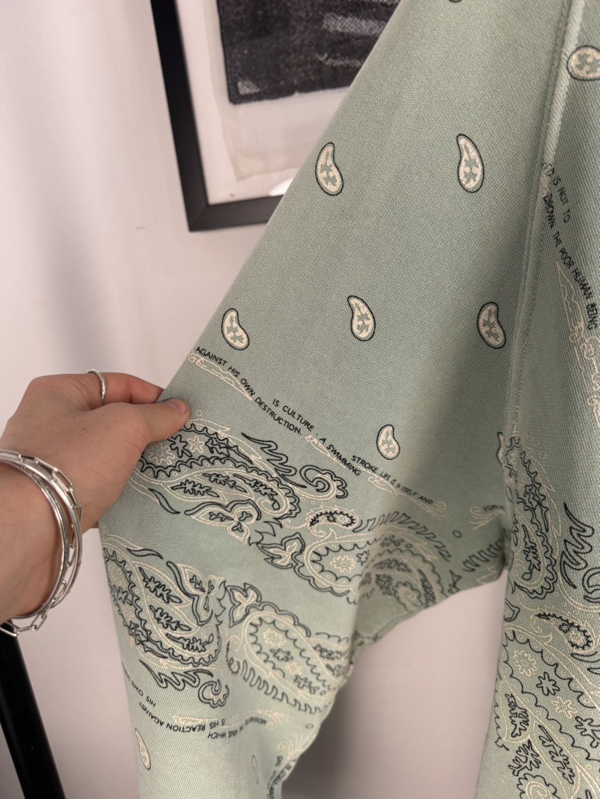 Raf Simons 🚭ARCHIVE GRAIL🚭 F/W 2004-2005 "WAVES" SEAFOAM PAISLEY HOODIE Size US XL / EU 56 / 4 - 8 Thumbnail