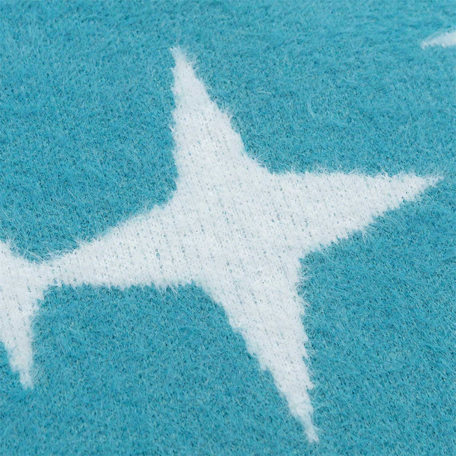Vintage Blue Star Pattern Fuzzy Knit Sweater, Cozy Winter Pullover Size US M / EU 48-50 / 2 - 3 Thumbnail